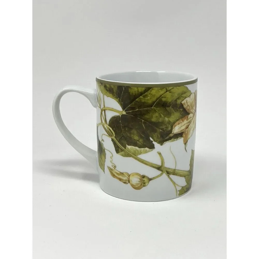 Williams Sonoma Botanical Pumpkin Coffee Cup Mug 4” Autumn Thanksgiving